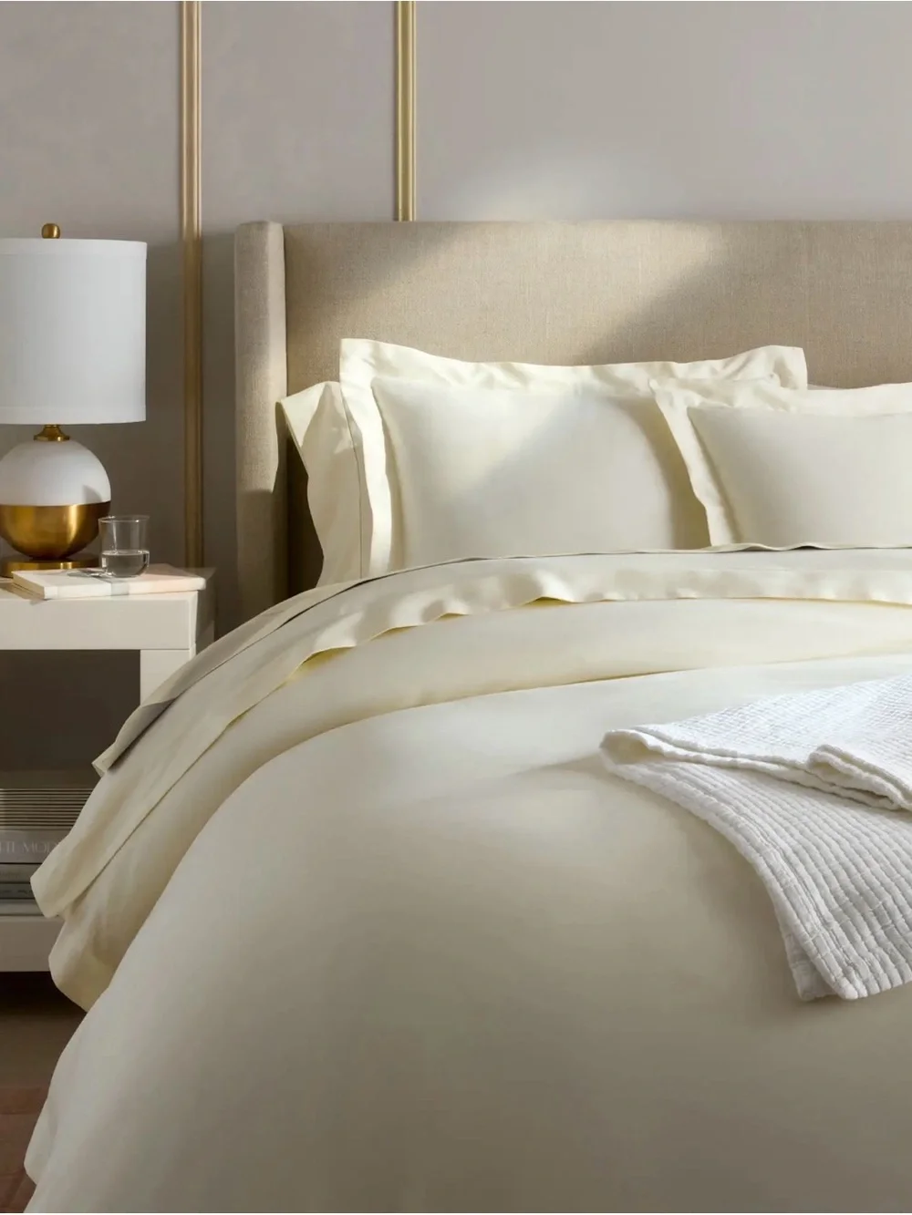 NWT Quince 700 TC Giza Cotton Sateen King Duvet Cover in Ivory
